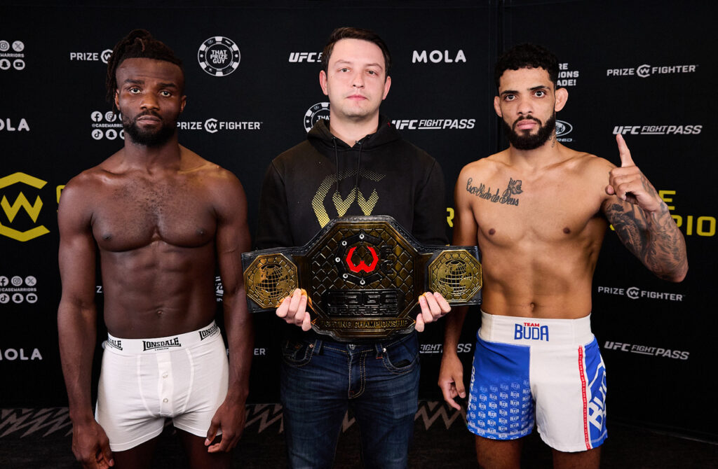 Solomon Simon and Caique Araujo face-off with Featherweight Belt